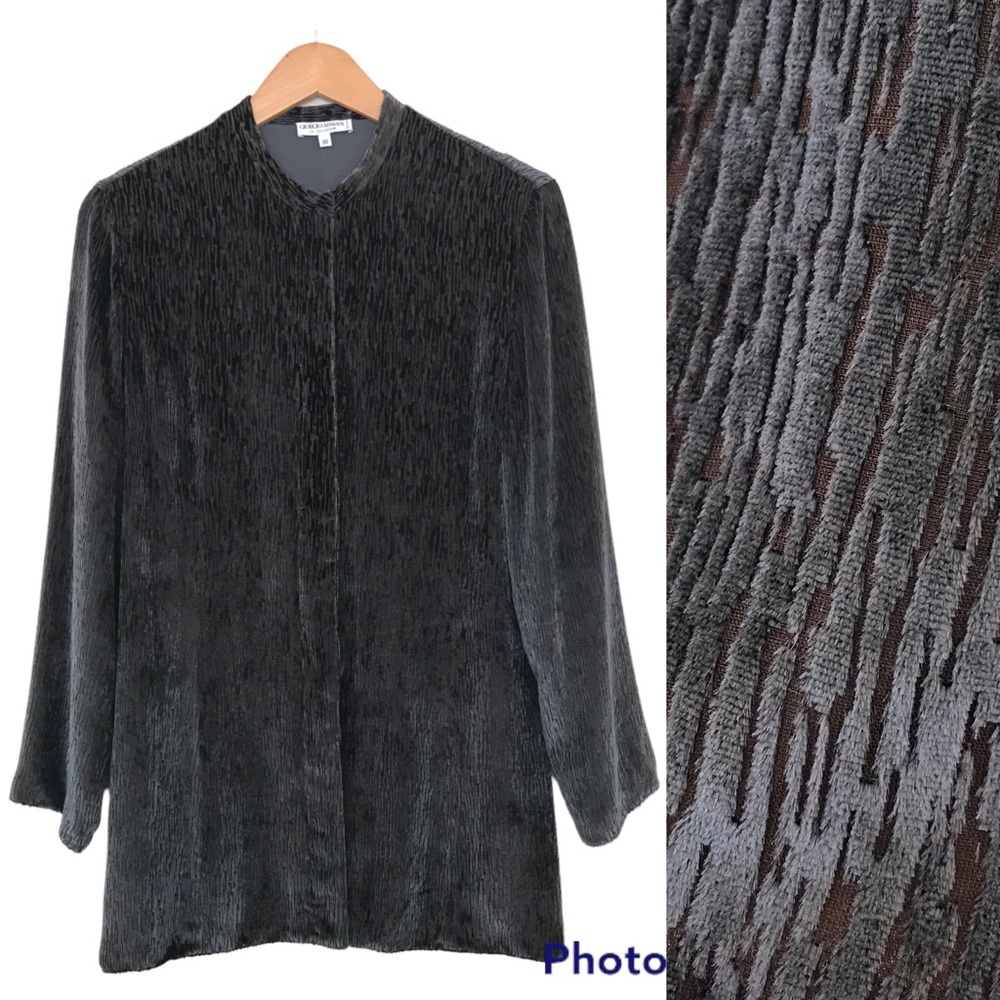 SOLD!!!! Giorgio Armani Le Collezioni Silk Blend Button Up Velvet Shirt